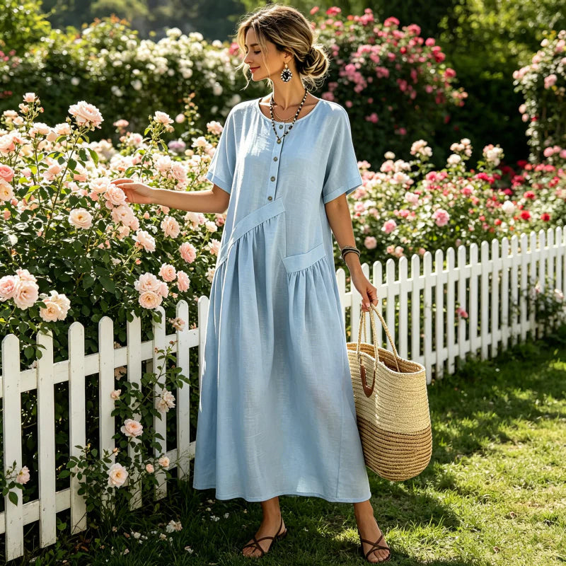 Nadia Saggese™ Vestito maxi senza sforzo con maniche corte