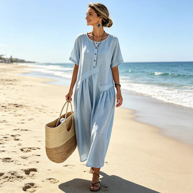 Nadia Saggese™ Vestito maxi senza sforzo con maniche corte