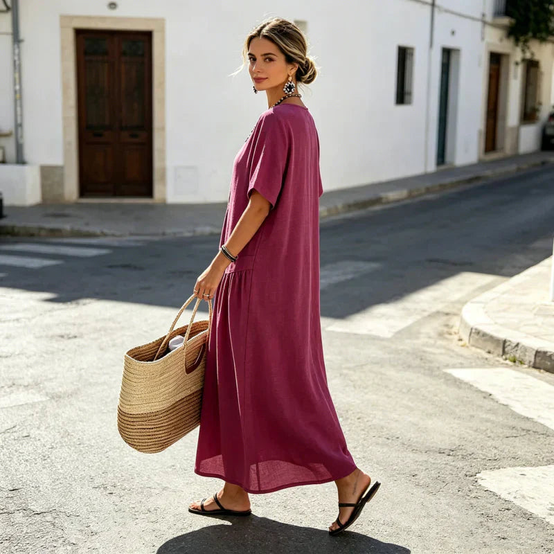 Nadia Saggese™ Vestito maxi senza sforzo con maniche corte
