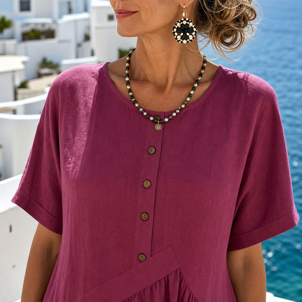 Nadia Saggese™ Vestito maxi senza sforzo con maniche corte