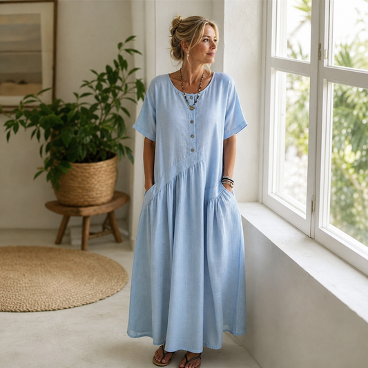 Nadia Saggese™ Vestito maxi senza sforzo con maniche corte