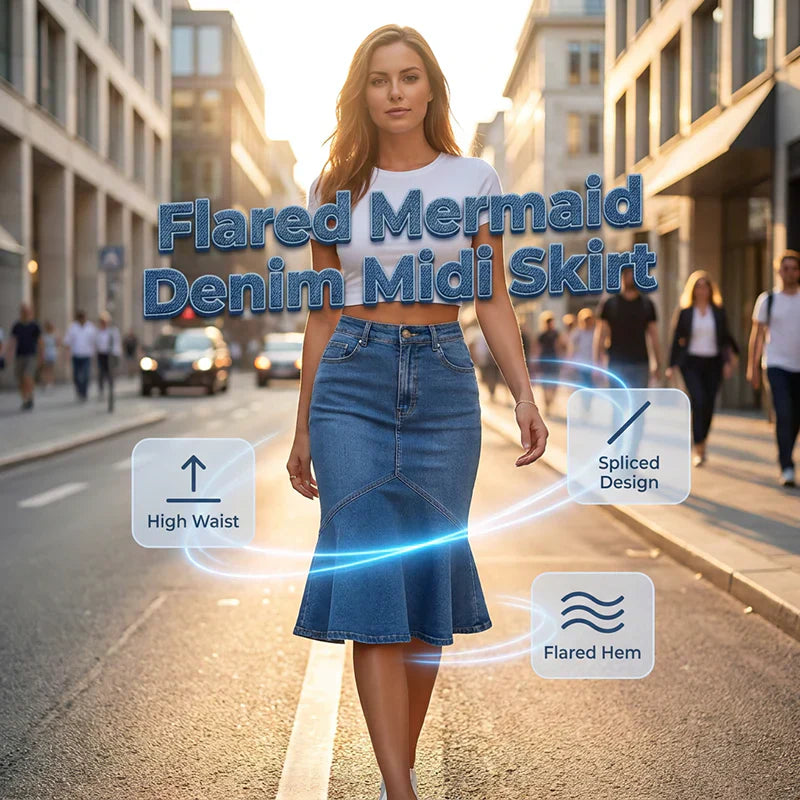 Natalia Porcari™ Gonna midi a vita alta, taglio sirena valorizzante