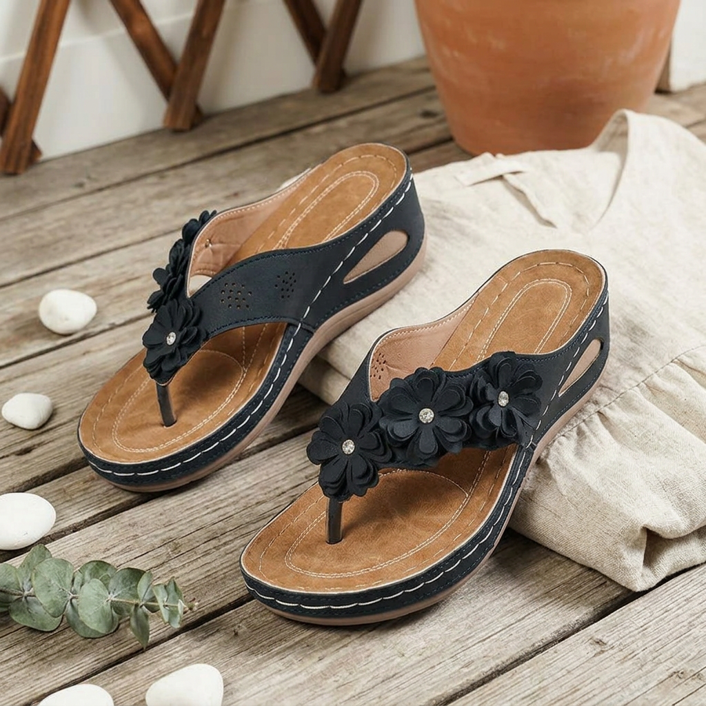 Nicoletta Cortini™ Sandali con zeppa floreali per un'estate di puro comfort