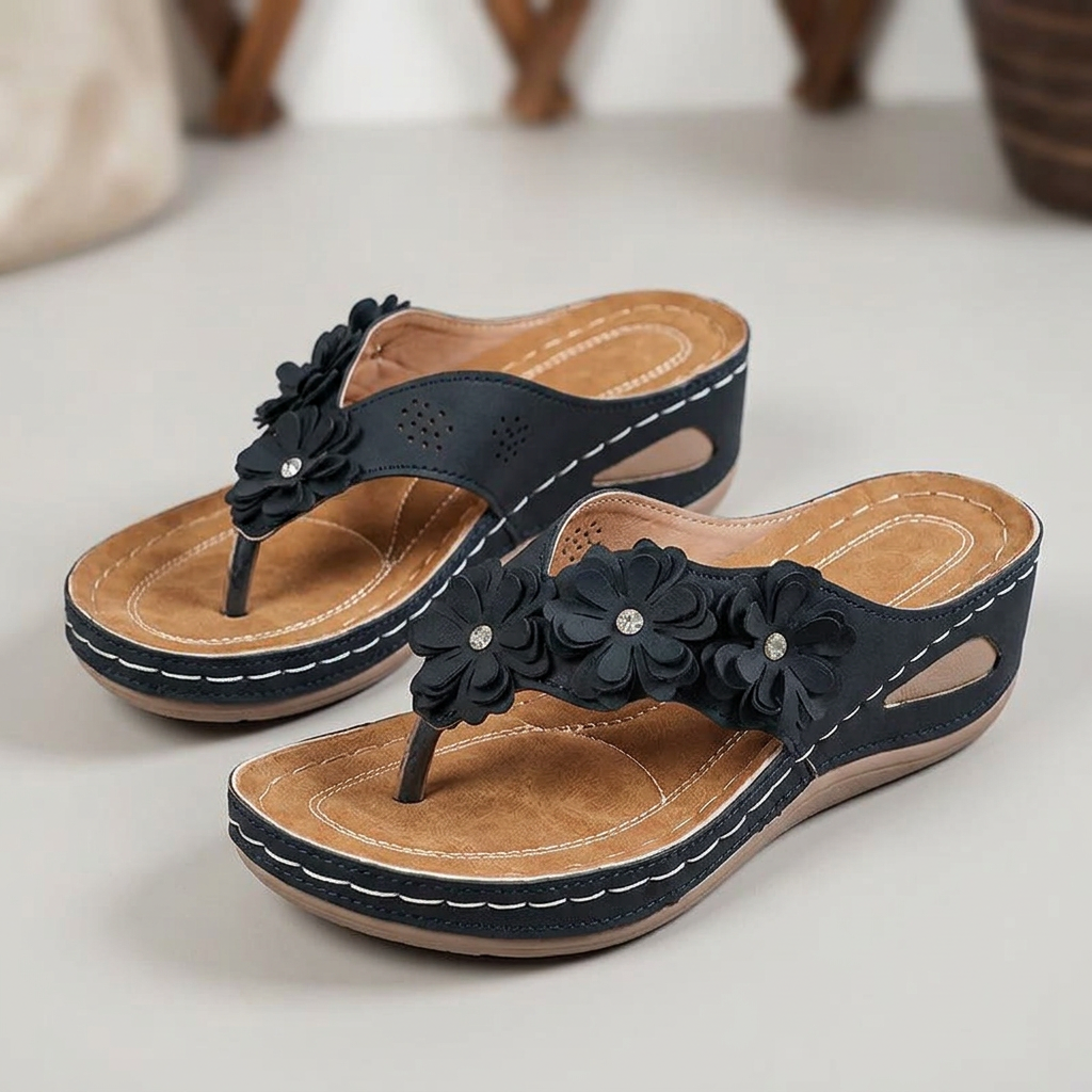 Nicoletta Cortini™ Sandali con zeppa floreali per un'estate di puro comfort