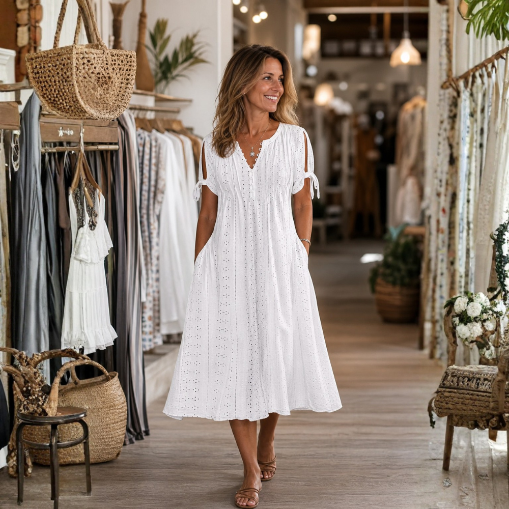 Ninetta Cossiga™ Abito elegante con scollo a V e cut-out per le giornate calde