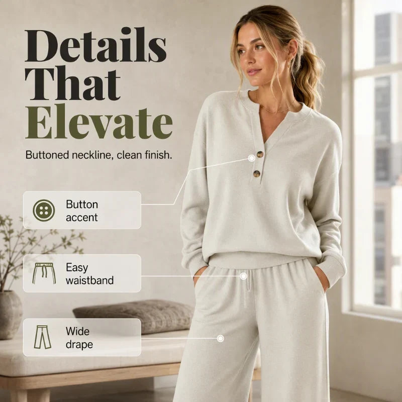 Ofelia Corbelli™ Completo blusa e pantalone a gamba larga per un'eleganza quotidiana senza sforzo