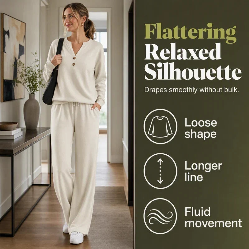 Ofelia Corbelli™ Completo blusa e pantalone a gamba larga per un'eleganza quotidiana senza sforzo