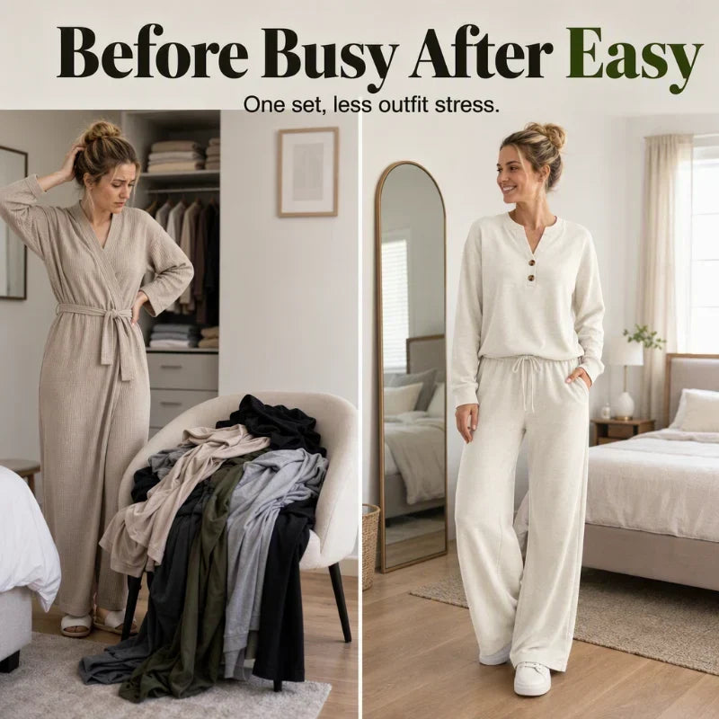 Ofelia Corbelli™ Completo blusa e pantalone a gamba larga per un'eleganza quotidiana senza sforzo