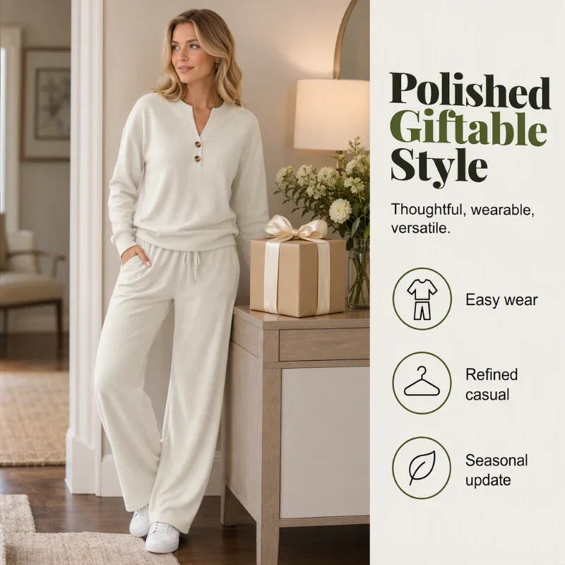 Ofelia Corbelli™ Completo blusa e pantalone a gamba larga per un'eleganza quotidiana senza sforzo