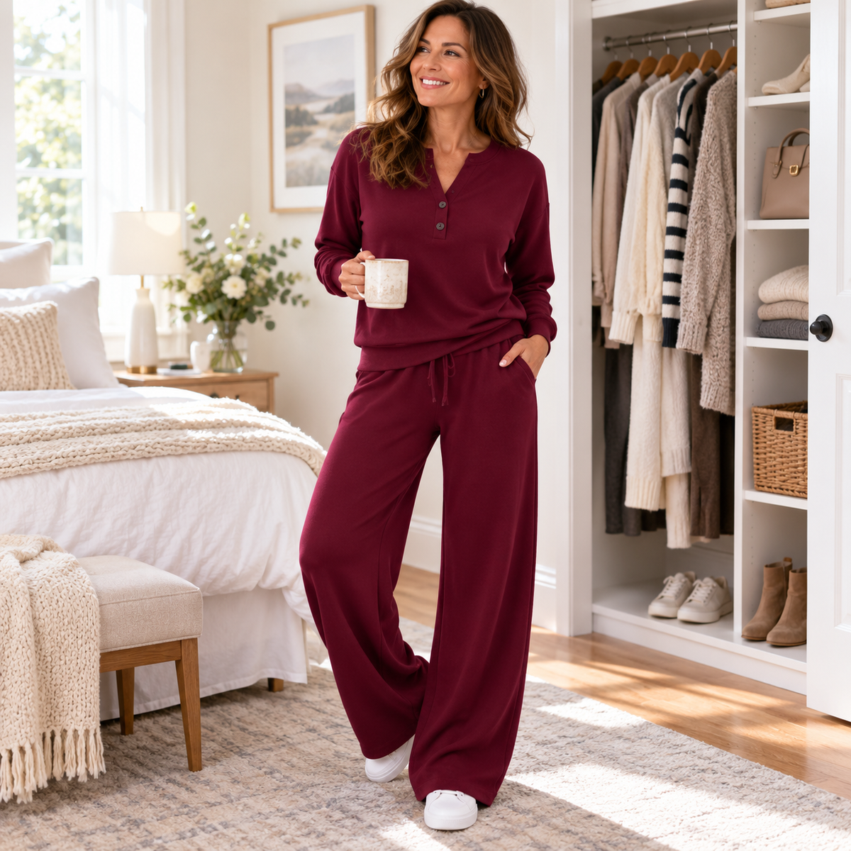 Ofelia Corbelli™ Completo blusa e pantalone a gamba larga per un'eleganza quotidiana senza sforzo