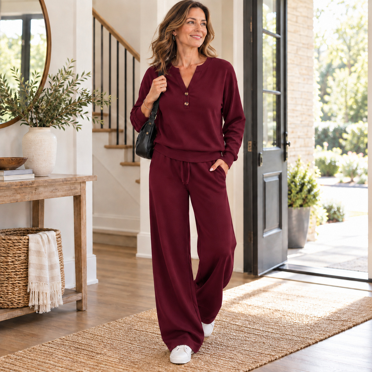 Ofelia Corbelli™ Completo blusa e pantalone a gamba larga per un'eleganza quotidiana senza sforzo