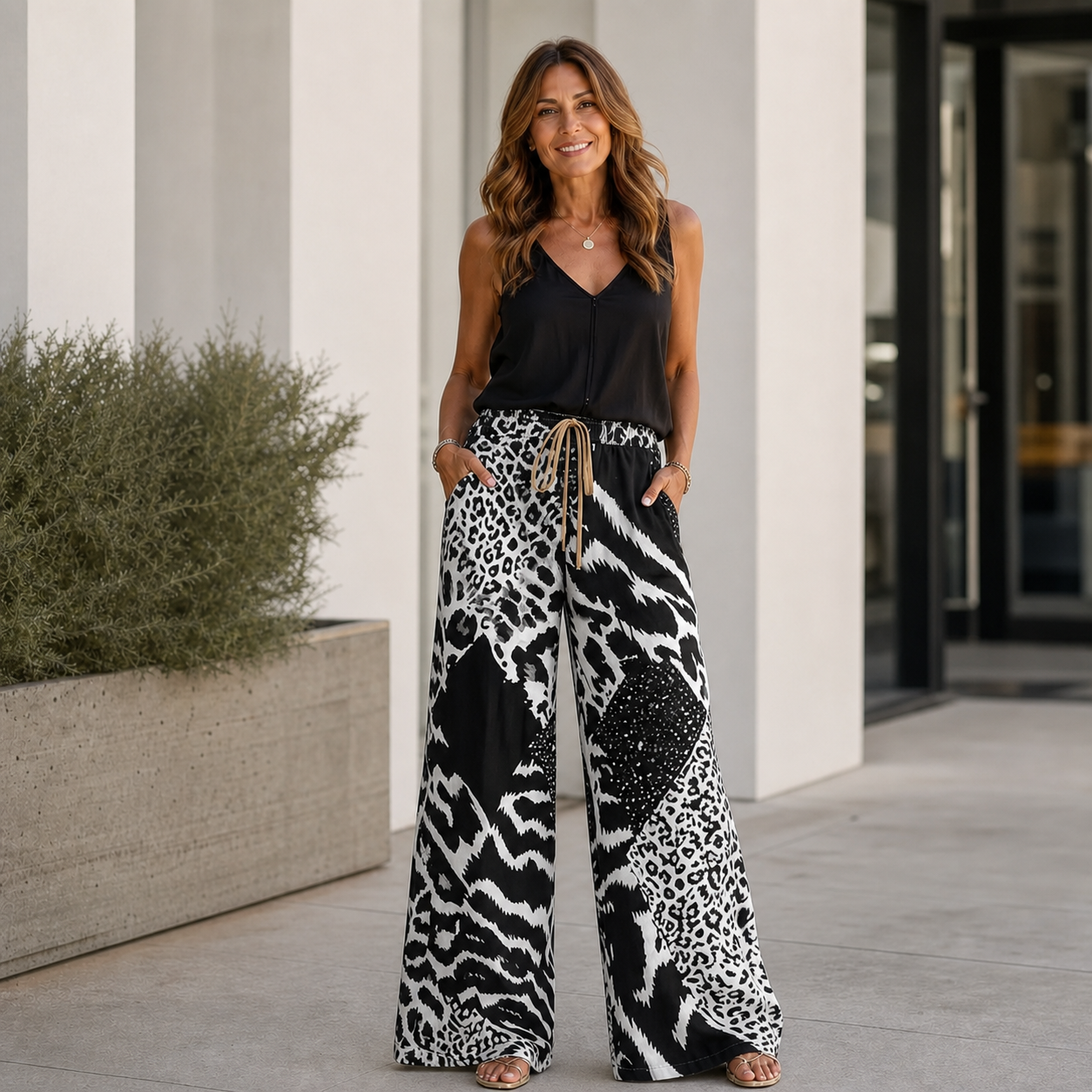Olga Arcangeli™ Pantaloni a zampa leopardati per uno stile senza sforzo