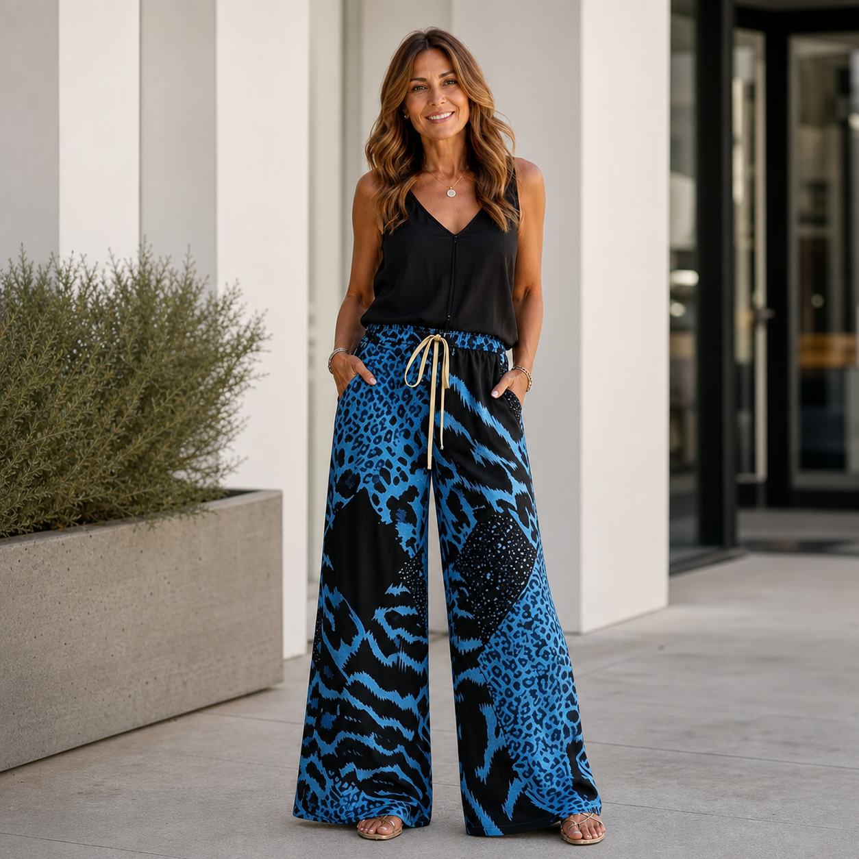 Olga Arcangeli™ Pantaloni a zampa leopardati per uno stile senza sforzo