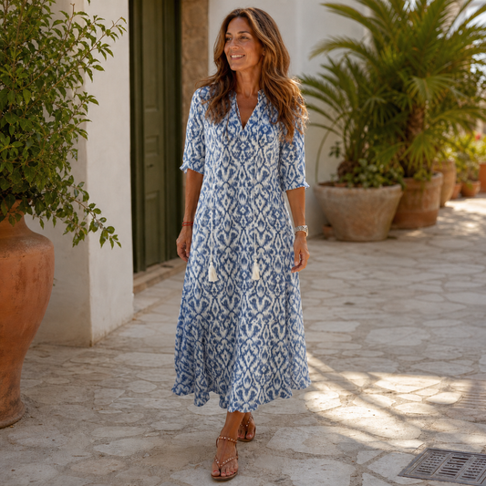 Paola Salmi™ Abito fluido con scollo a V per uno stile estivo senza sforzo
