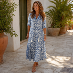 Paola Salmi™ Abito fluido con scollo a V per uno stile estivo senza sforzo