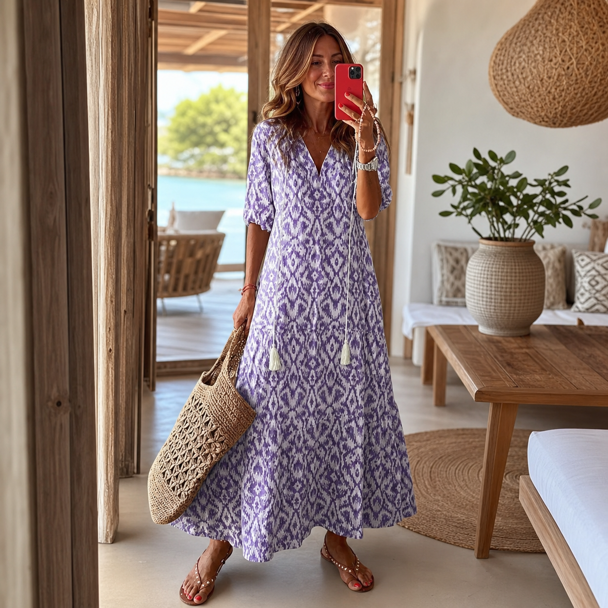 Paola Salmi™ Abito fluido con scollo a V per uno stile estivo senza sforzo