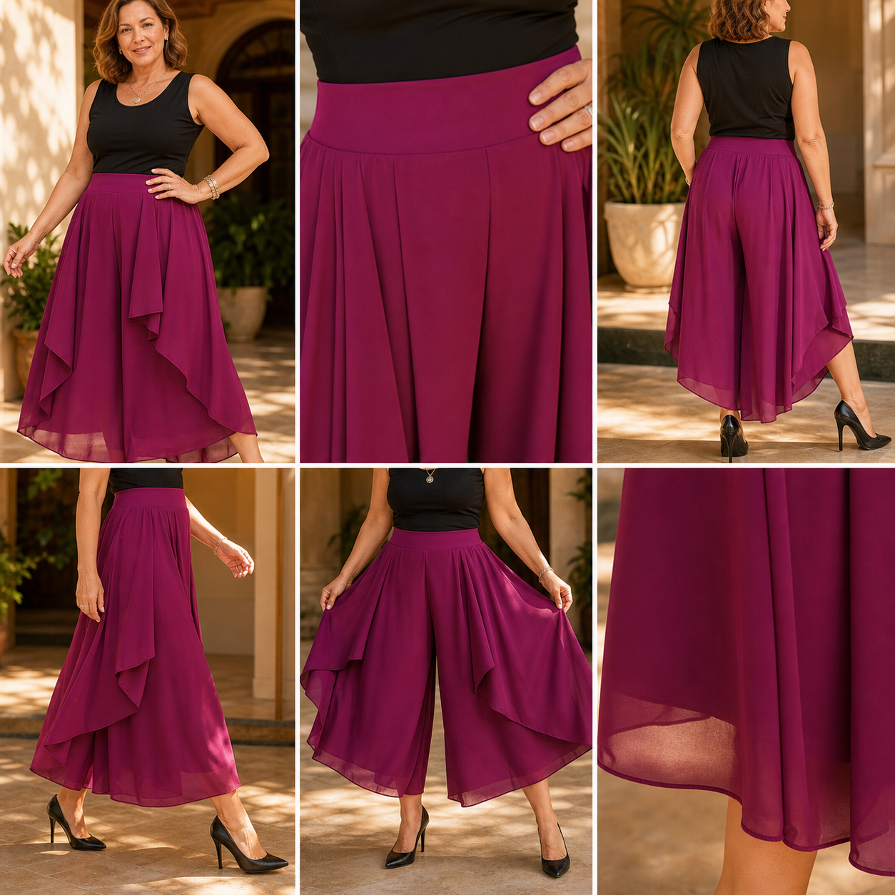 Patrizia Curci™ Pantaloni in chiffon a vita alta per un'eleganza senza sforzo