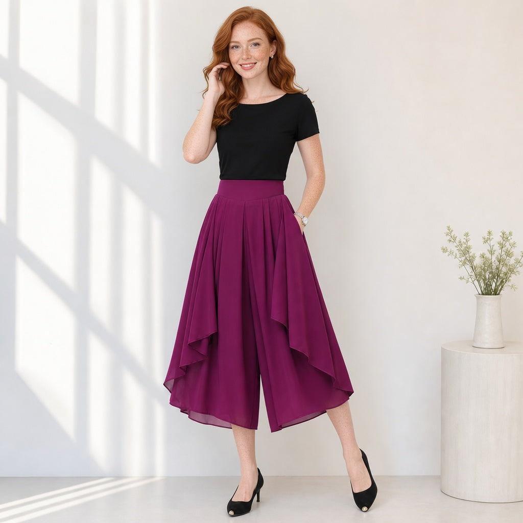 Patrizia Curci™ Pantaloni in chiffon a vita alta per un'eleganza senza sforzo
