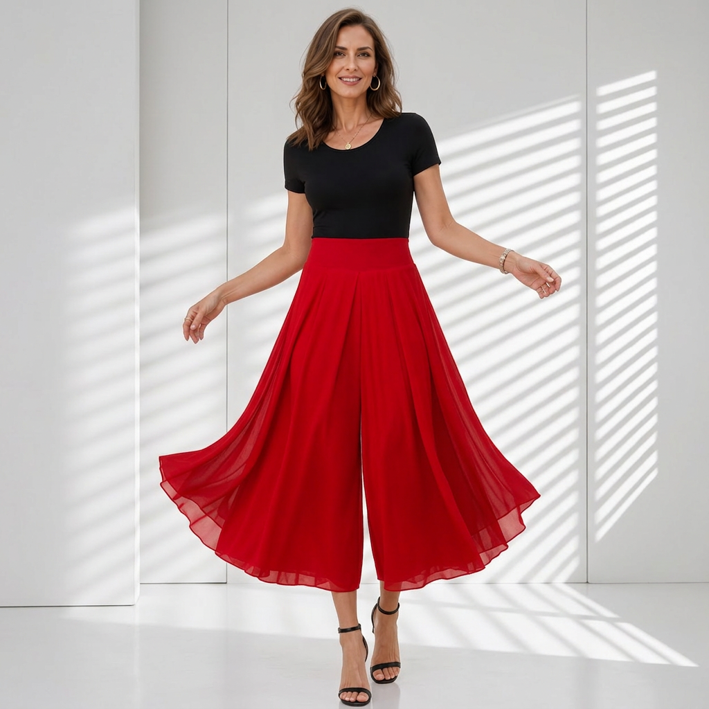 Patrizia Curci™ Pantaloni in chiffon a vita alta per un'eleganza senza sforzo