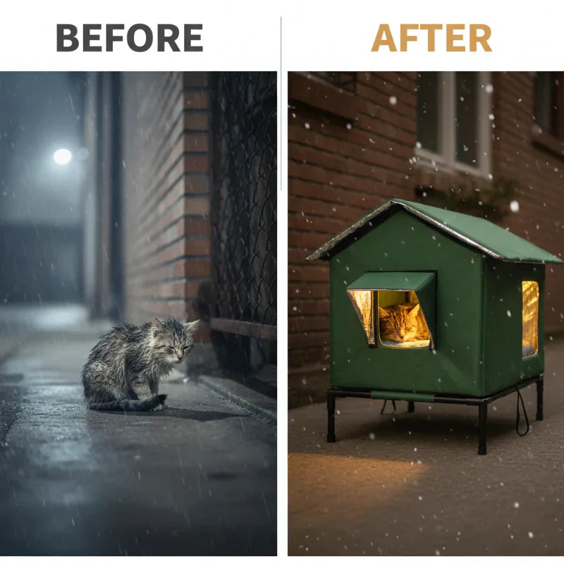 PawNest™ Cuccia sopraelevata impermeabile per gatti, perfetta per gli inverni più freddi