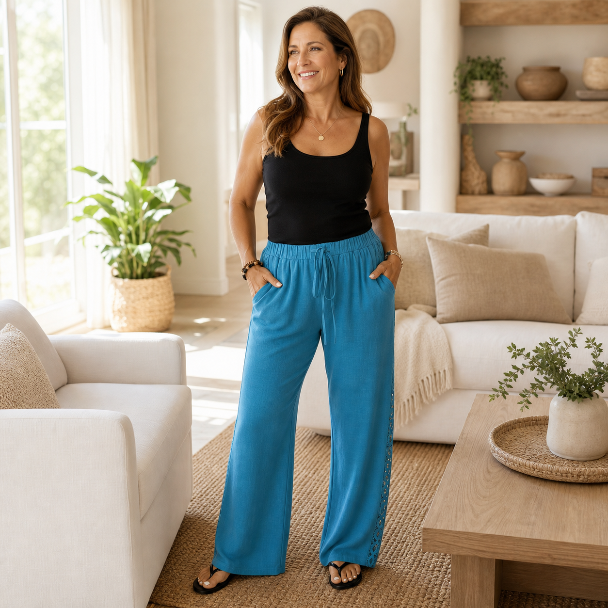 Placidia Tassoni™ Pantaloni dritti comodi per uscite casual