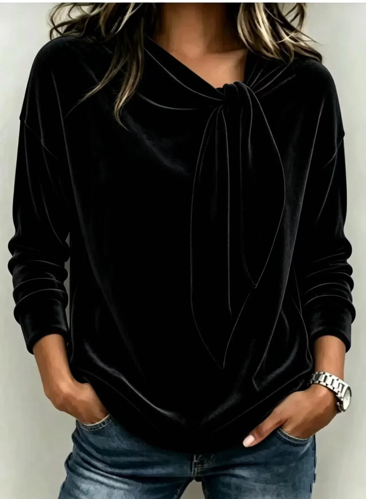 Rebecca Boccaccio™ Blusa elegante con fiocco al collo
