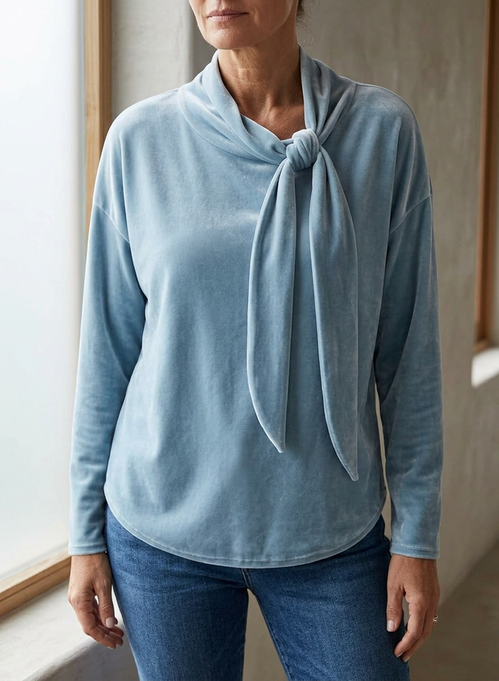 Rebecca Boccaccio™ Blusa elegante con fiocco al collo