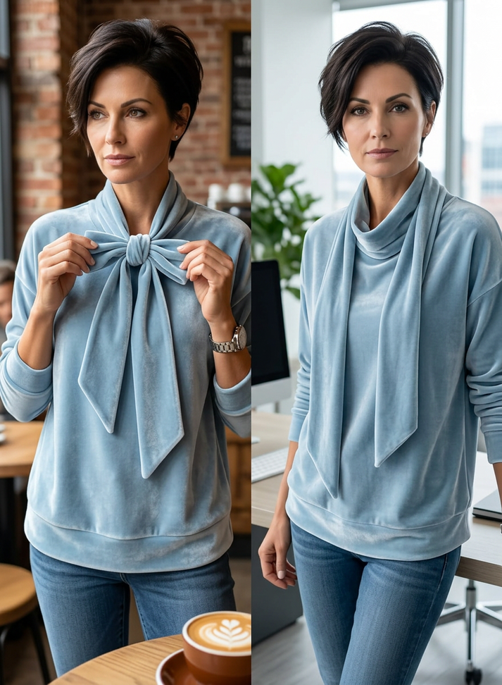 Rebecca Boccaccio™ Blusa elegante con fiocco al collo