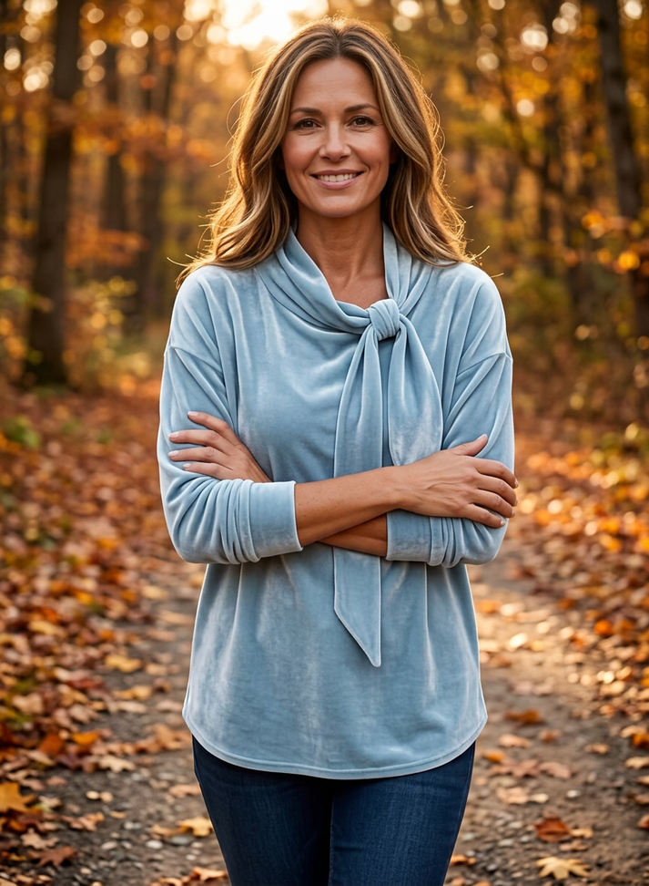 Rebecca Boccaccio™ Blusa elegante con fiocco al collo