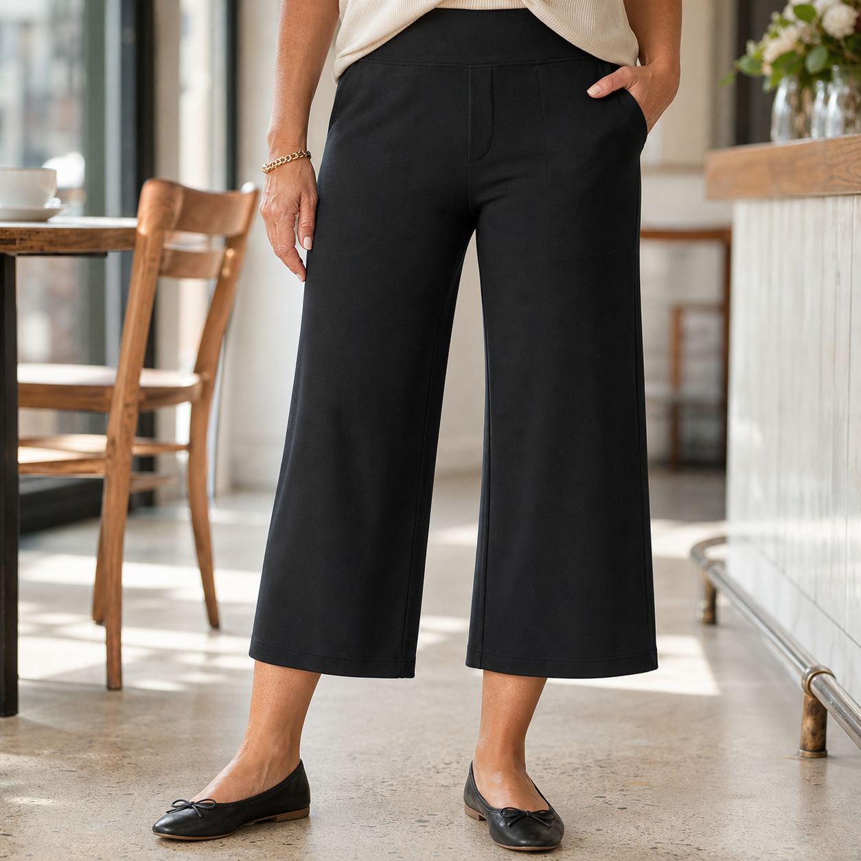 Rebecca Silvi™ Pantaloni cropped a gamba larga versatili