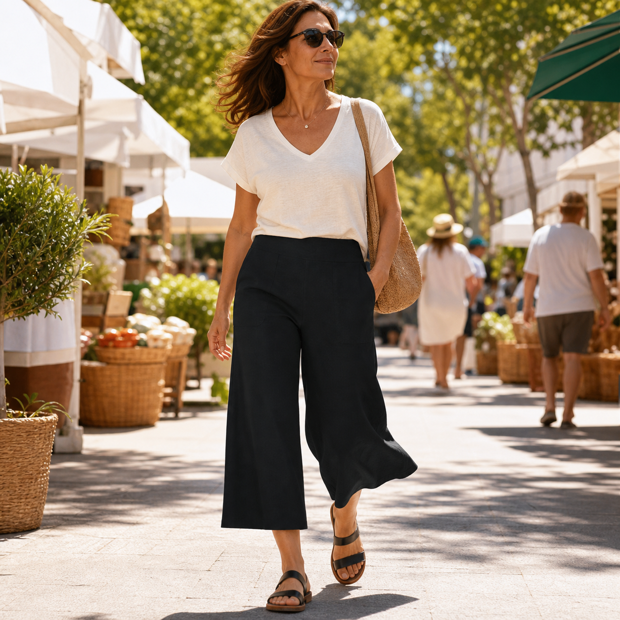 Rebecca Silvi™ Pantaloni cropped a gamba larga versatili
