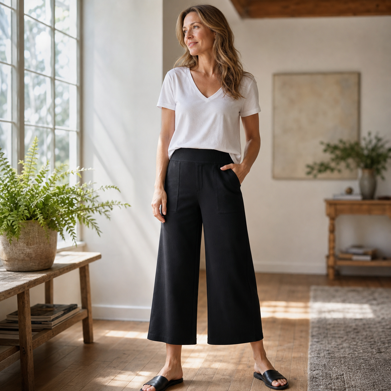 Rebecca Silvi™ Pantaloni cropped a gamba larga versatili