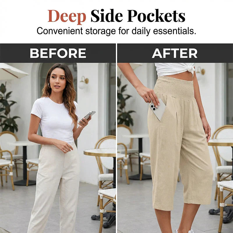 Rosanna Drago™ Pantaloni cropped traspiranti con vita elastica