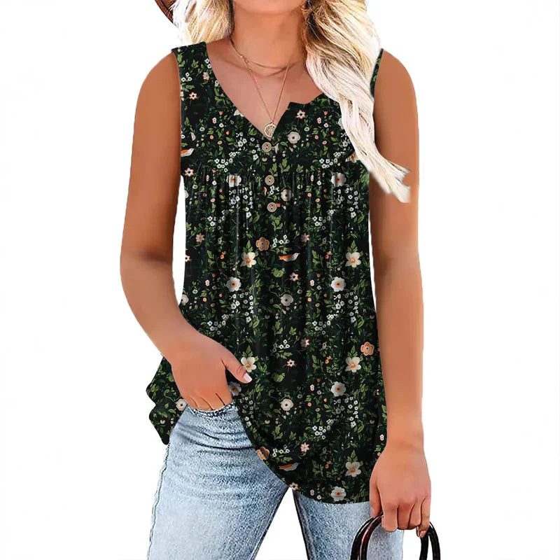 Rosita Eboli™ Top smanicato traspirante con fantasia elegante