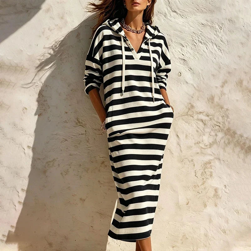 Sabatina Canale™ Vestito felpa a righe comodo per uno stile senza sforzo