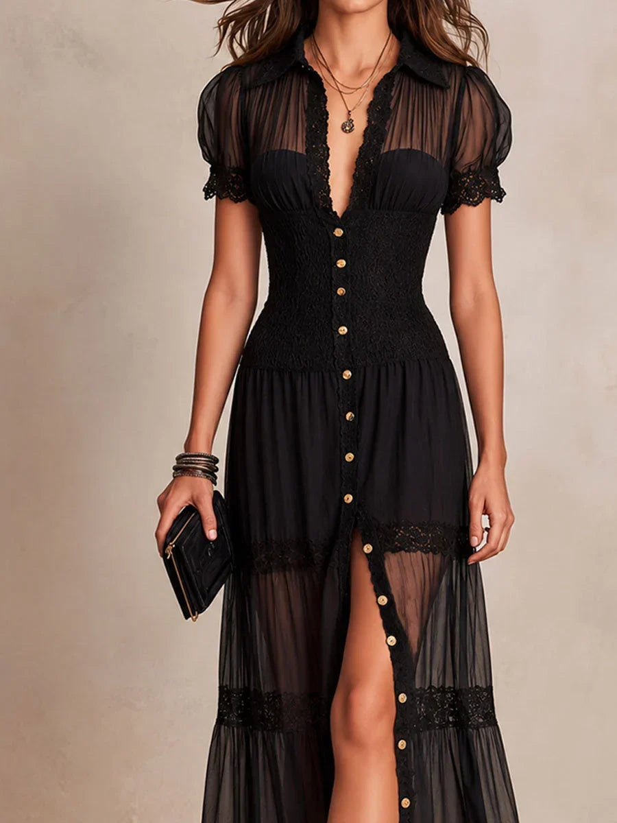Sabina Astolfi™ Abito maxi in pizzo elegante per occasioni speciali