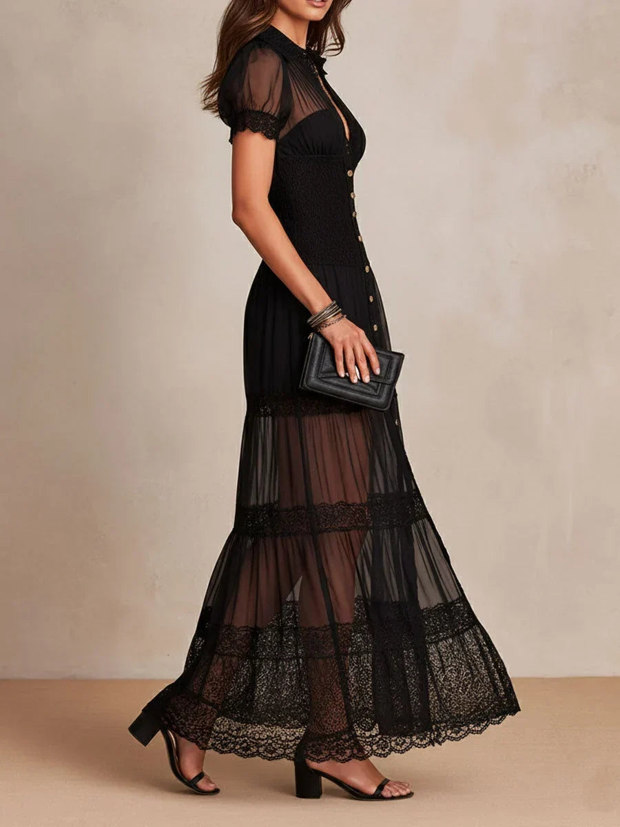 Sabina Astolfi™ Abito maxi in pizzo elegante per occasioni speciali
