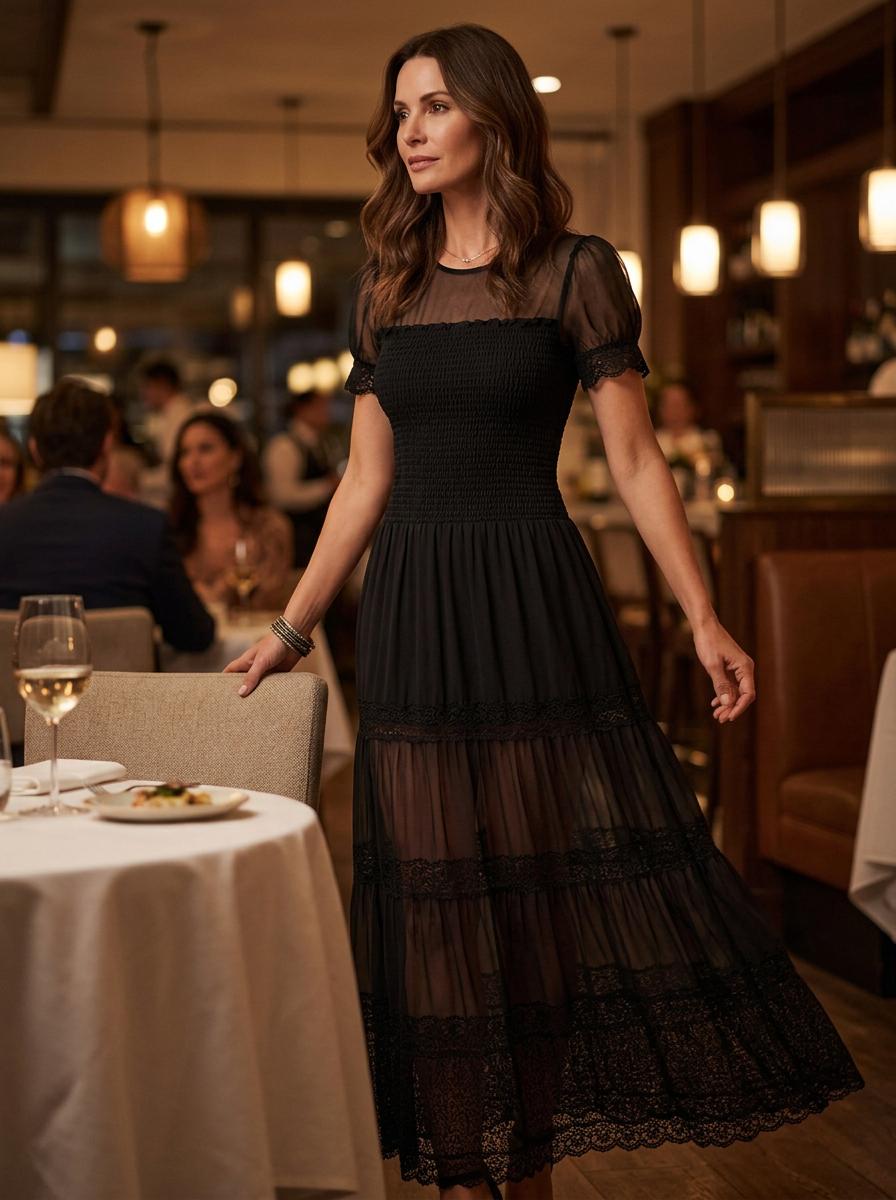Sabina Astolfi™ Abito maxi in pizzo elegante per occasioni speciali
