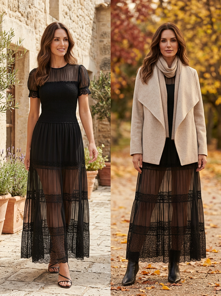 Sabina Astolfi™ Abito maxi in pizzo elegante per occasioni speciali