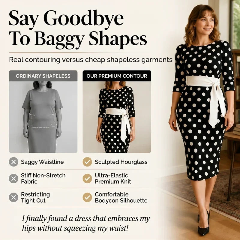 Sabina Azzolini™ Abito elegante a pois per uno stile senza sforzo