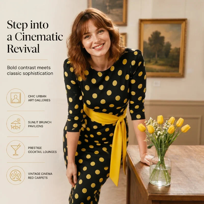Sabina Azzolini™ Abito elegante a pois per uno stile senza sforzo