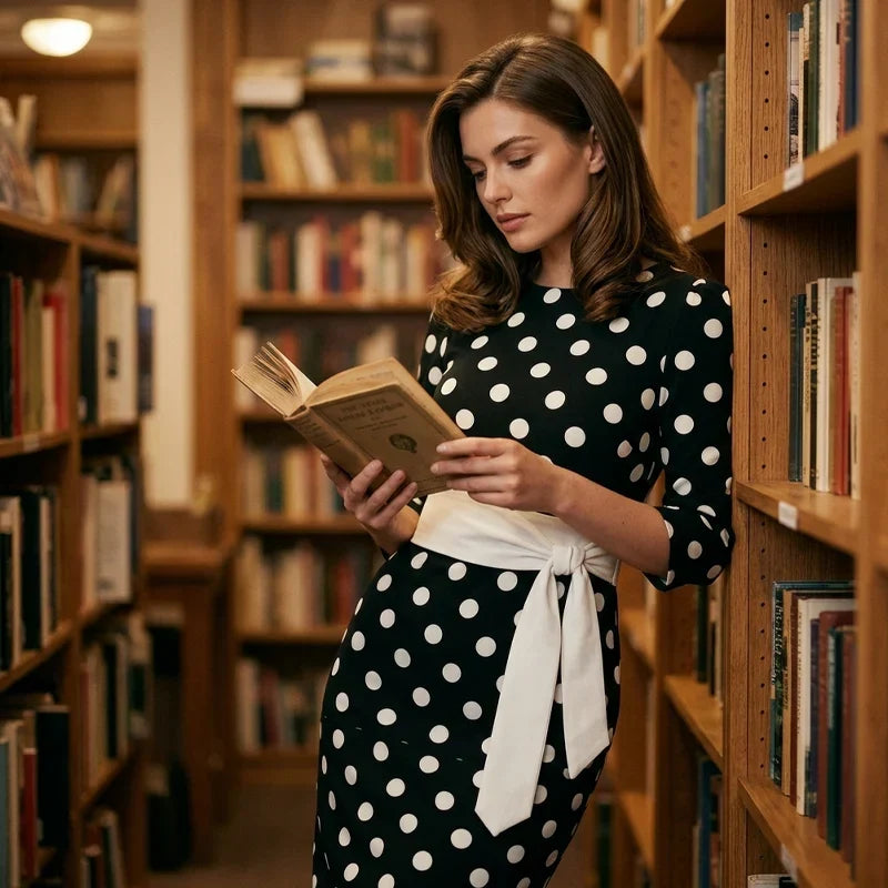 Sabina Azzolini™ Abito elegante a pois per uno stile senza sforzo