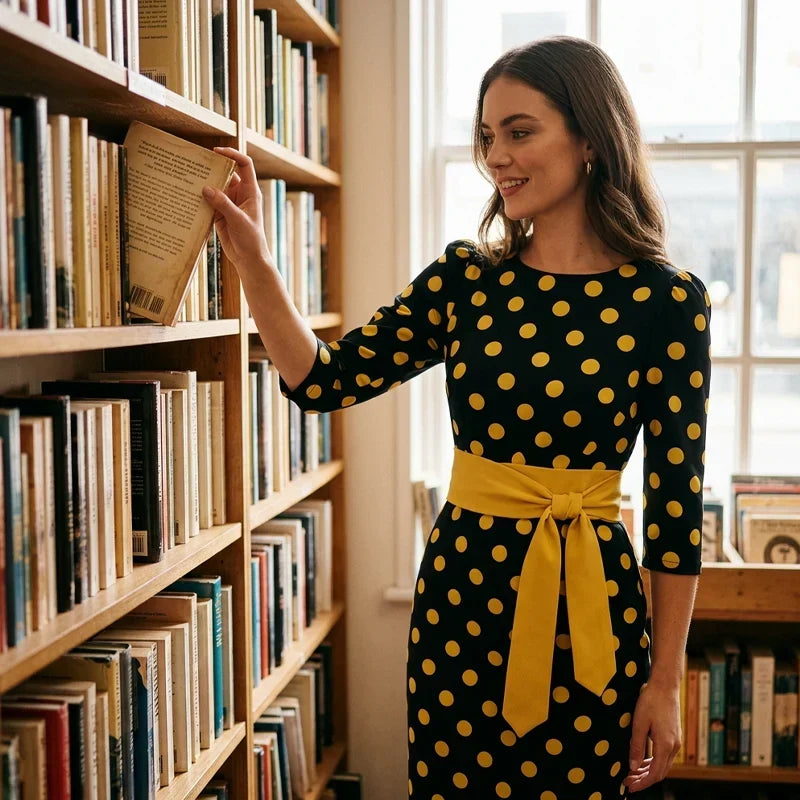 Sabina Azzolini™ Abito elegante a pois per uno stile senza sforzo