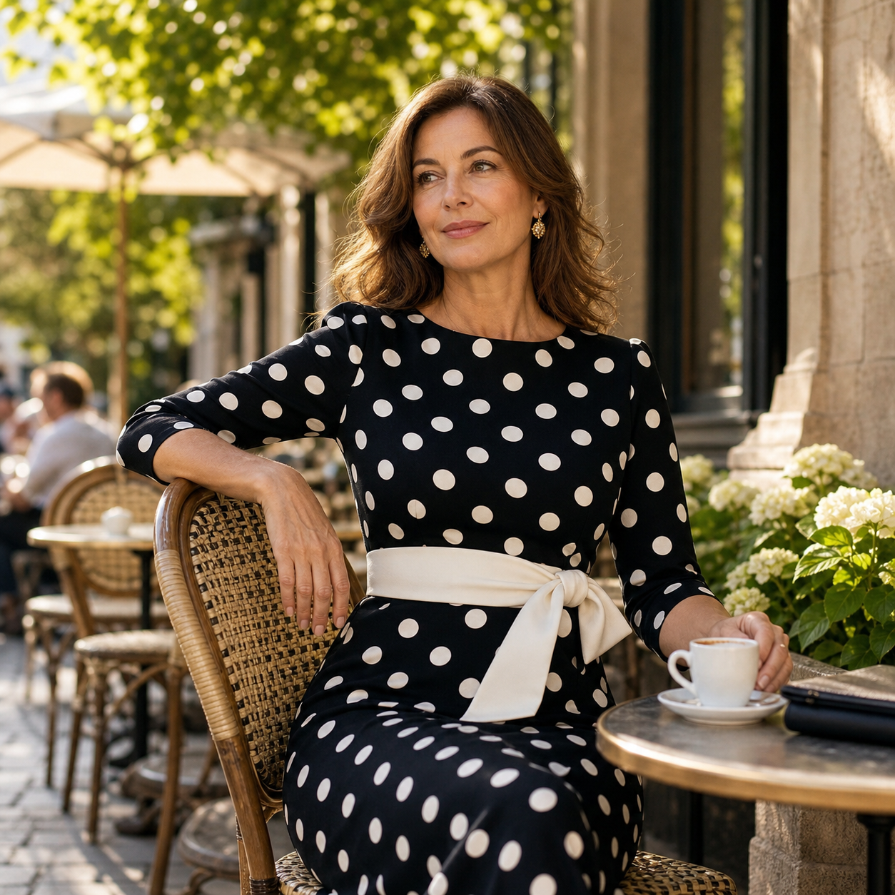 Sabina Azzolini™ Abito elegante a pois per uno stile senza sforzo
