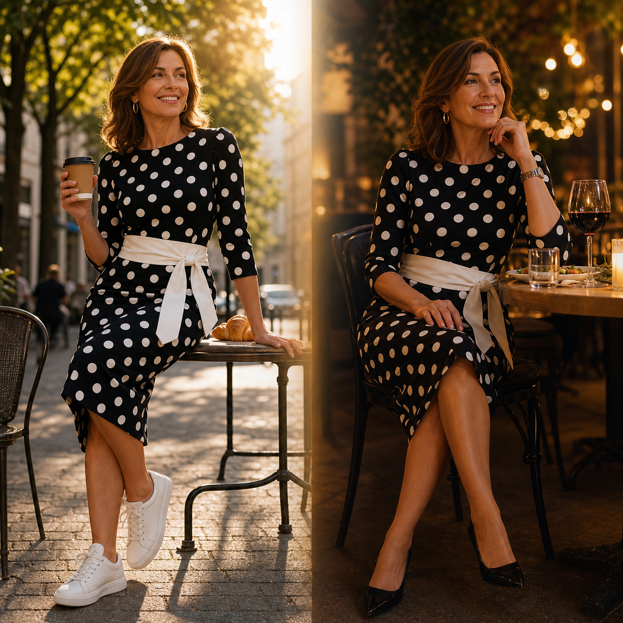 Sabina Azzolini™ Abito elegante a pois per uno stile senza sforzo