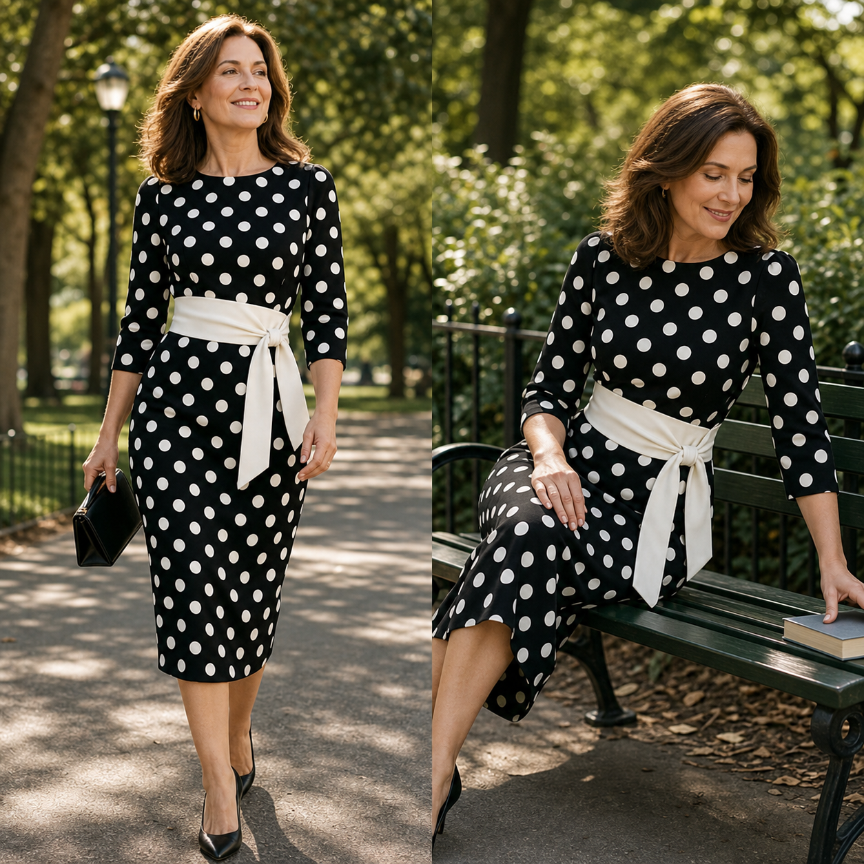 Sabina Azzolini™ Abito elegante a pois per uno stile senza sforzo