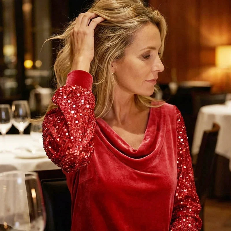 Sabrina Bertacchi™ Abito da sera elegante con maniche in paillettes