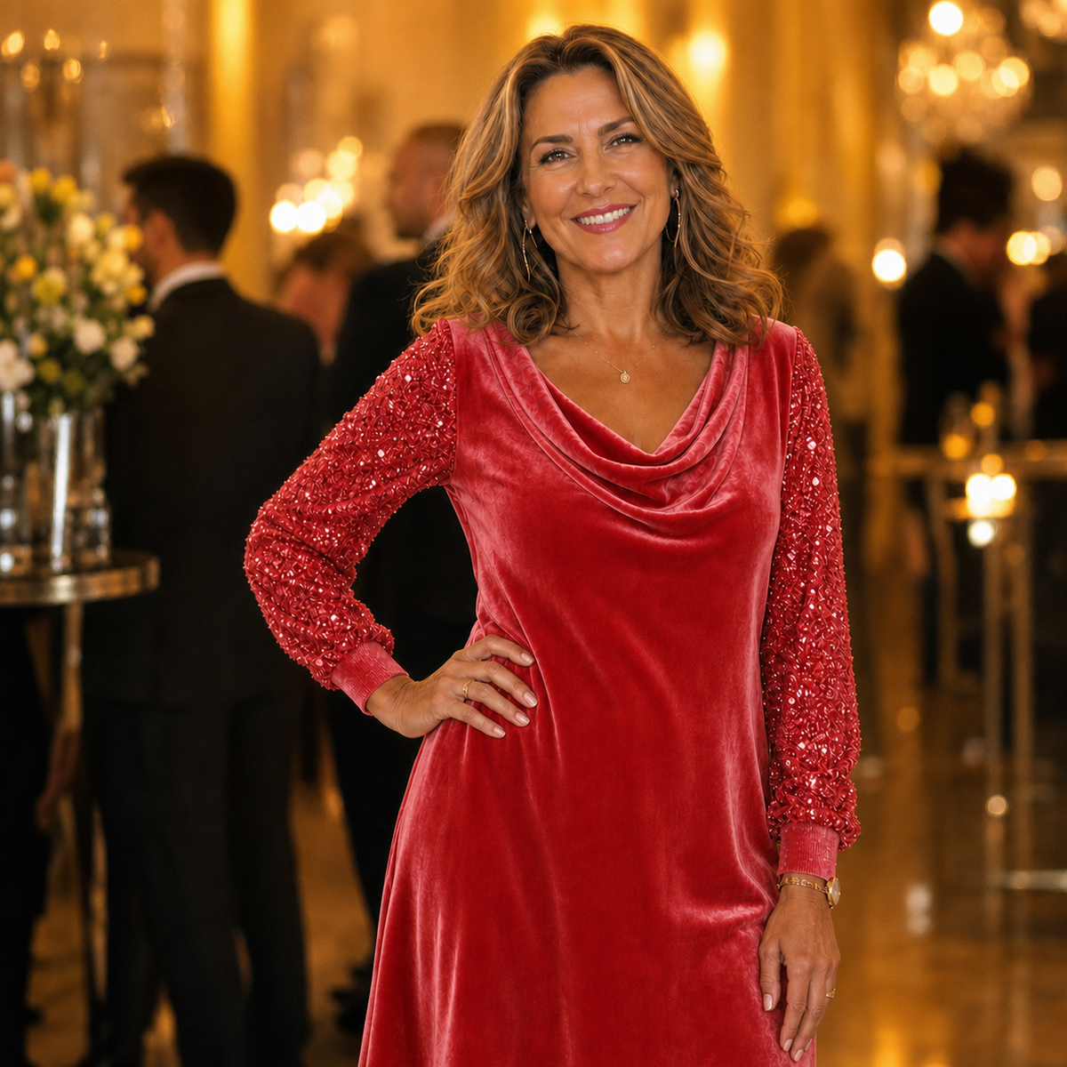 Sabrina Bertacchi™ Abito da sera elegante con maniche in paillettes