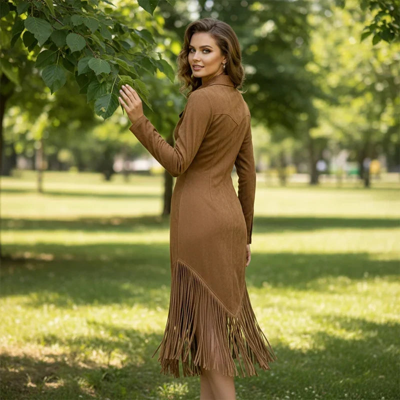 Sabrina Boldrini™ Vestito midi con frange retrò per curve