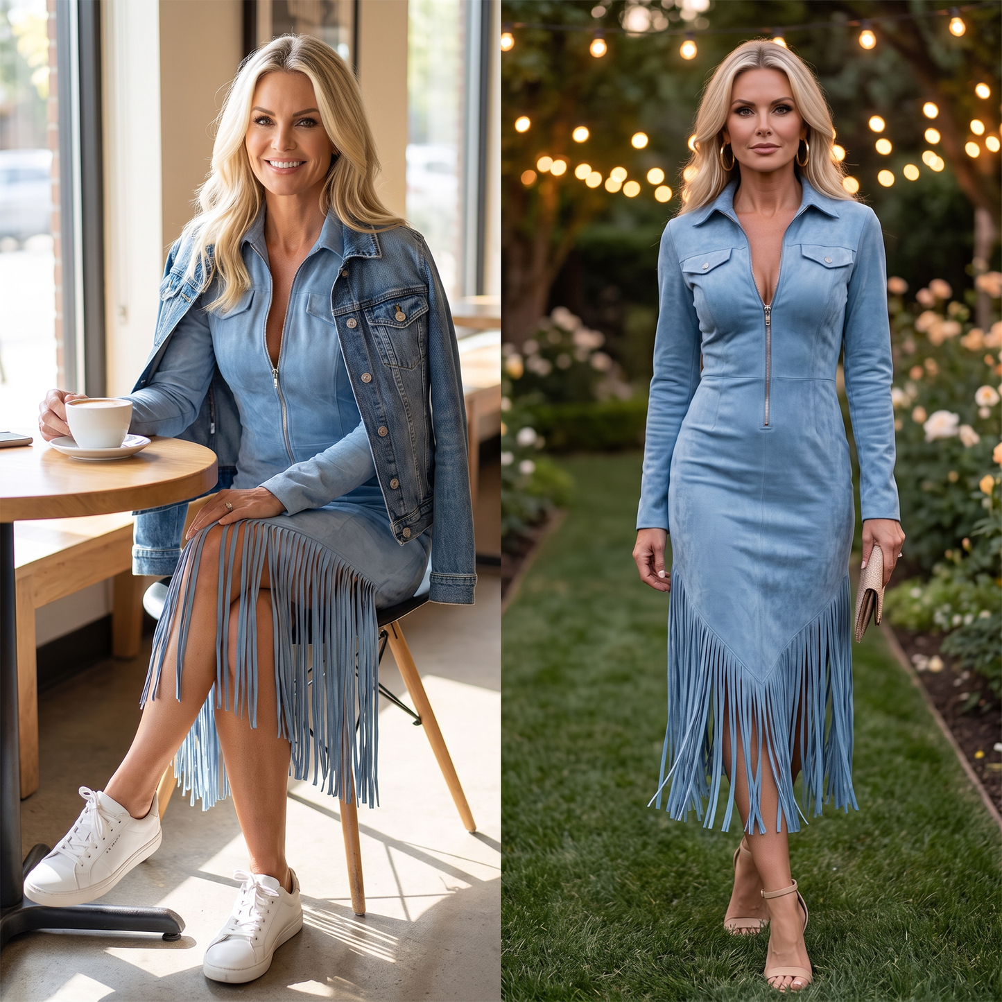 Sabrina Boldrini™ Vestito midi con frange retrò per curve